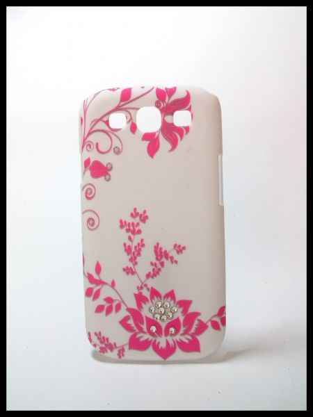 Capa para Celular Samsung Galaxy s3-Flor Rosa C/ strass